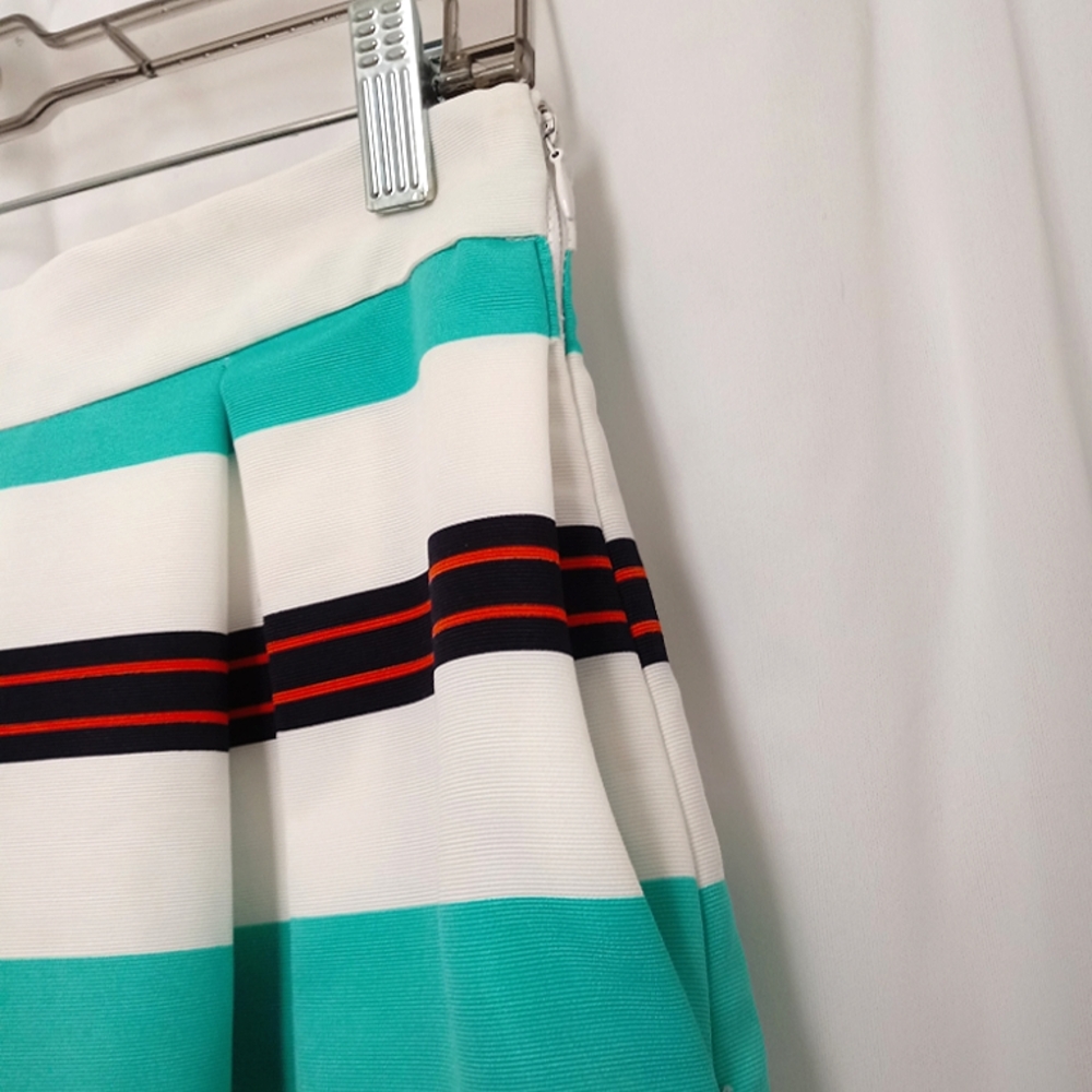 New w/tags New York & Company Box Pleat A-Line Midi Striped Skirt - Picture 4 of 8